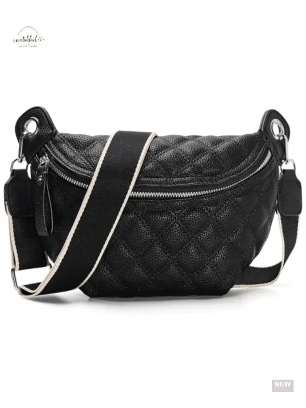 Quilted Vegan Leather Crossbody Waist Pack with Adjustable Belt, Small Fanny